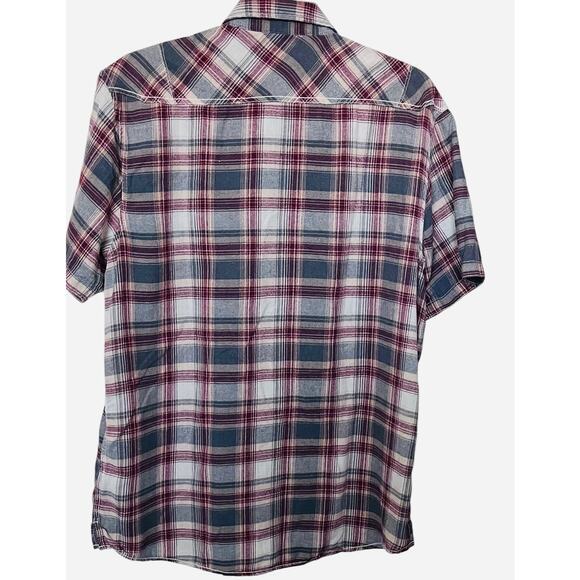 BKE ATHLETIC FIT SHORT SLV, SNAP FRONT, WESTERN SHIRT, MENS-2XL-BLUE PURP PLAID - Picture 4 of 12